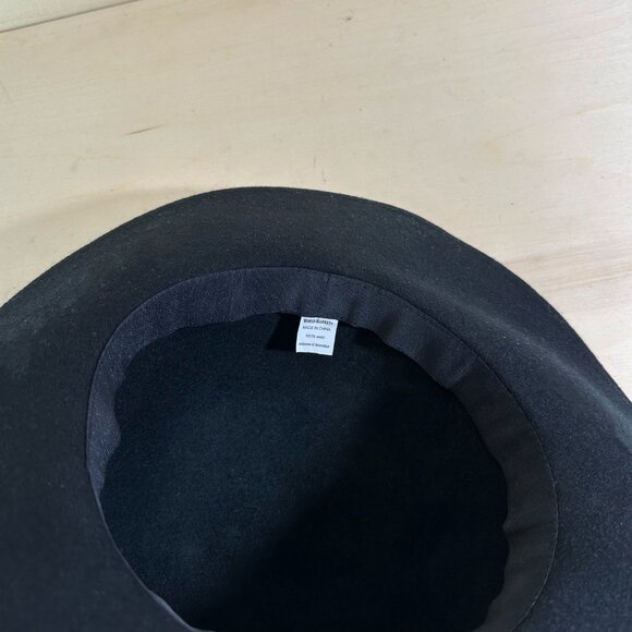 Black 100% Wool Wide Brim Hat Women's World Market Southwestern Band - Picture 3 of 6